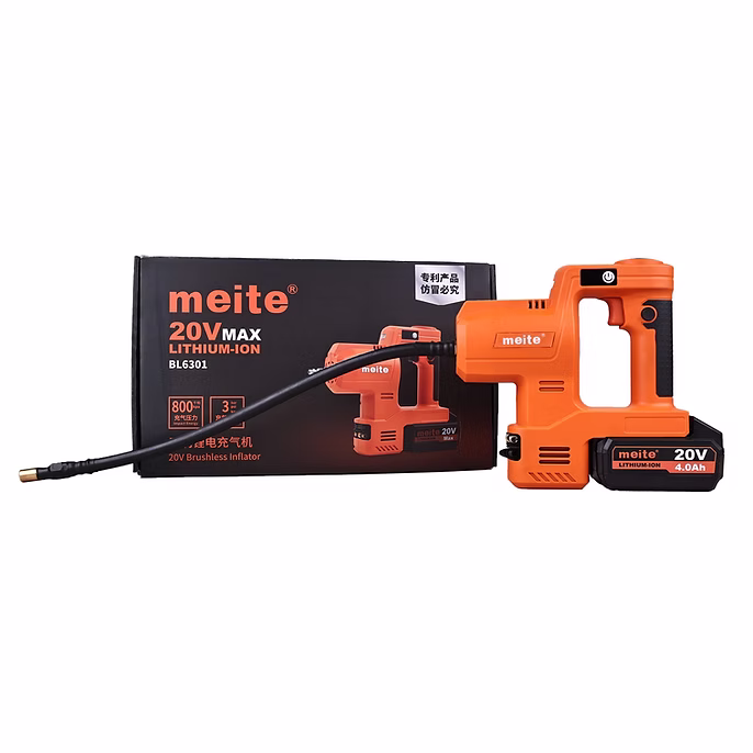 Meite BL6301 20V Brushless Cordless Air Inflator, LED Work Light, 4.0Ah Battery